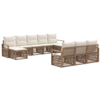 vidaXL Conjunto De Sof&aacute;s De Jard&iacute;n 10 Pcs Beige Rat&aacute;n Sint&eacute;tico Vidaxl