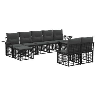vidaXL Conjunto De Sof&aacute;s De Exterior 9 Pcs Negro Y Gris Oscuro Vidaxl