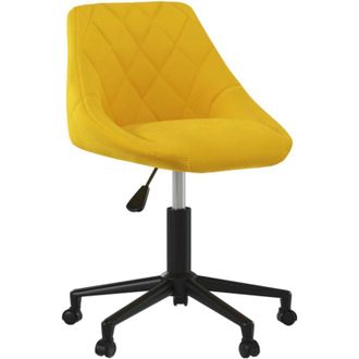 vidaXL Silla De Oficina Giratoria De Terciopelo Amarilla Mostaza Vidaxl