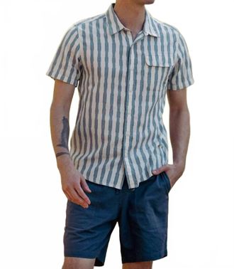 Bridge & Burn Mens Button Down Marten Shirt In Beach Stripe