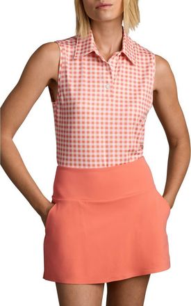 Rhone Court Gingham Sleeveless Polo in Coral Gingham at Nordstrom, Size Xx-Large