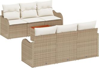 vidaXL Garden Sofa Set 7 pcs Beige, white Vidaxl