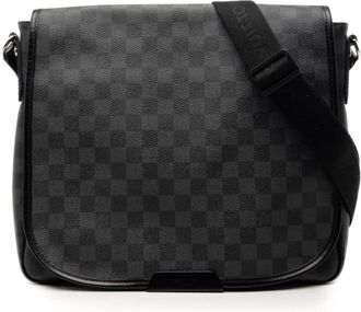 Louis Vuitton Black Pvc Leather Messenger Bag Shoulder Bag (Pre-Owned)