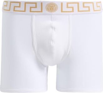Versace Greek Key Jersey Boxer Briefs in White- Greek Gold at Nordstrom, Size 6