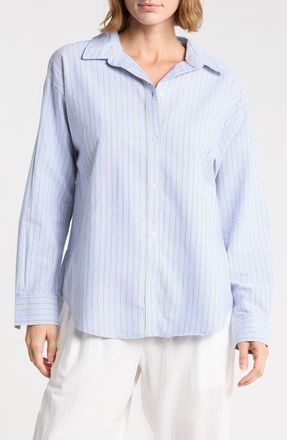 Beach Lunch Lounge Cidney Oversize Cotton Button-Up Shirt in Campus Blue at Nordstrom, Size X-Large