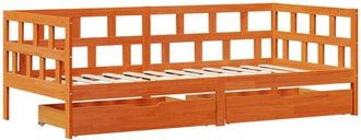 vidaXL Daybed with Drawers without Mattress Wax Brown 80x200 cm Solid Wood vidaXL