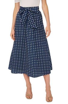 CeCe by Cynthia Steffe Tie Waist A-Line Midi Skirt in Classic Navy at Nordstrom Rack, Size X-Small