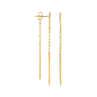 Canaria Canaria 10kt Yellow Gold Front-Back Linear Bar Drop Earrings