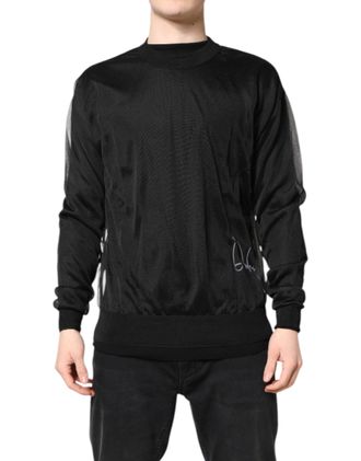 Dolce & Gabbana Black Logo Polyester CrewNeck Sweatshirt Mens Sweater (Pre-Owned)