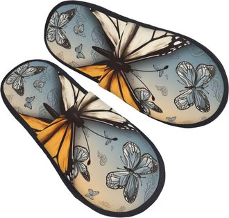 Generic Slippers Butterfly Soft Fleece Slippers Portable Cotton Slipper For Bedroom Travel Guest Room M