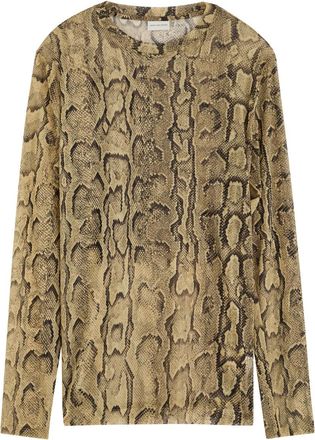 Dries Van Noten Horwick Python-print Stretch-tulle top - Sand - L