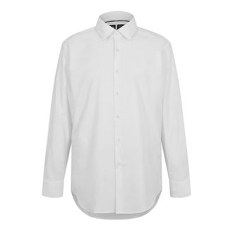 HUGO BOSS Herenoverhemd met lange mouwen, model P Hank Oxford, met Kent-kraag (Wit)