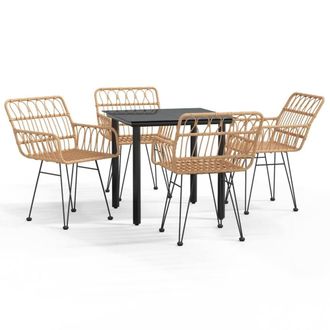 Berkfield Home 5 Piece Garden Dining Set Poly Rattan in Brown