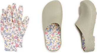 Muk Luks Garden Clog and Glove Set in Sage Flower at Nordstrom, Size Medium