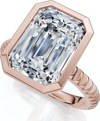 Pompeii3 Certified 4Ct Bezel Solitaire Diamond Engagement Ring 14k Gold Lab Grown