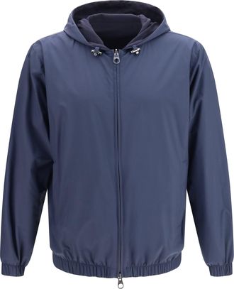 Loro Piana Mens Bomber Jacket Windmate Navy Blue Padded & Down
