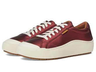 Dr. Scholls Time Lace-Up Shoes Womens Flat Shoes Burgundy Red Metallic : 7.5 M, Faux Leather