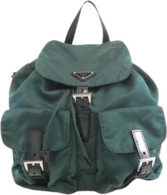 Prada Pre-owned Backpacks, female, Green, Size: ONE SIZE Pre-owned Vela Backpack