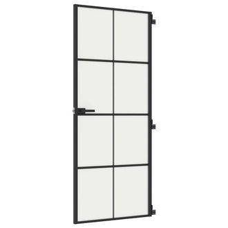Berkfield Home Interior Door Slim Black 83x201.5 cm Tempered Glass & Aluminium