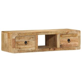 Berkfield Home Wall-mounted TV Cabinet 100x32x25 cm Solid Wood Rough Mango in Brown | Size: 100 x 32 x 25 cm