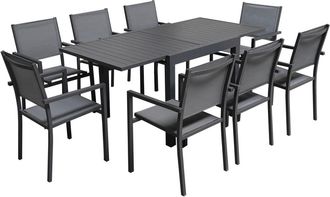 Happy Garden Conjunto de muebles de jard&iacute;n mesa 90/180cm aluminio antracita y gris