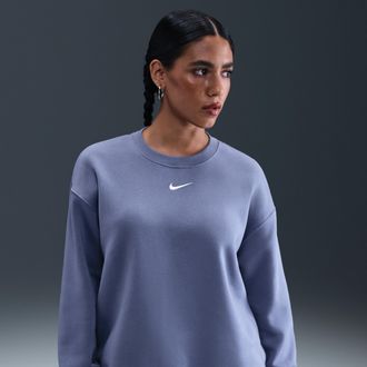 Nike Womens Nike Sportswear Phoenix Fleece Oversized Crew-Neck Sweatshirt in Blue | FZ4270-499