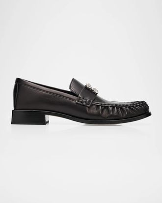 Roger Vivier Embellished Buckle 25MM Leather Loafers