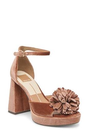 Dolce Vita Perel Platform Ankle Strap Sandal in Dark Rose Velvet at Nordstrom Rack, Size 8.5