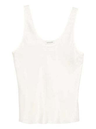 Anine Bing silk scoop-neck top - women - Silk - S - White