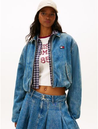 Tommy Hilfiger Womens Tommy Jeans Padded Denim Zip Jacket - Blue - XL