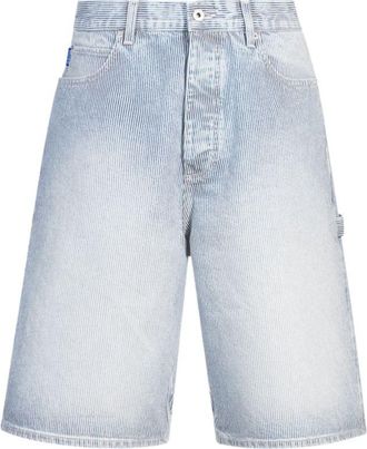 HUGO BOSS Wide-leg shorts in striped blue denim