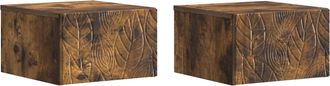 vidaXL Mesita De Noche De Pared 2 Uds. Roble Ahumado 49 X 34,5 X 20 Cm Vidaxl