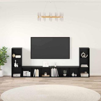 vidaXL Vidaxl - Gabinete De Tv 4 Pcs Roble Negro 37 X 35 X 107.5 Cm