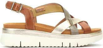 Pikolinos Dames Extra Lichte Bruine Leren Zomer Wedge Sandalen - Palma
