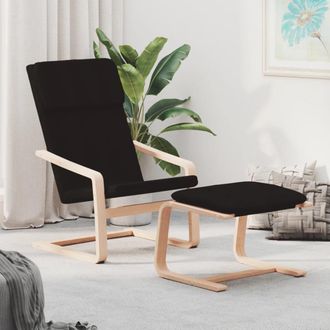 vidaXL Sill&oacute;n De Relax Con Taburete Tela Negro Vidaxl