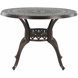 Beliani Beliani - Tavolo da Giardino Rotondo da Pranzo in Alluminio Marrone &oslash; 102 cm Salento