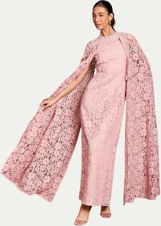 Coast Lace Cape Gown in Blush at Nordstrom, Size 10