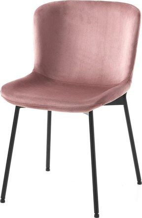 Oresteluchetta Juego 4 sillas terciopelo rosa empolvado, estructura negro 80x50x60