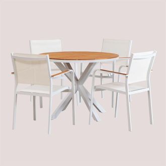 Sklum Set tavolo rotondo Archer (&Oslash;100 cm) e 4 sedie da giardino SKLUM