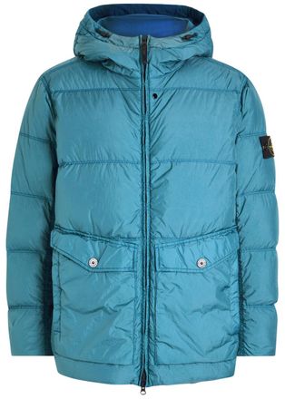 Stone Island Ripstop Hooded Shell Jacket - Blue - L