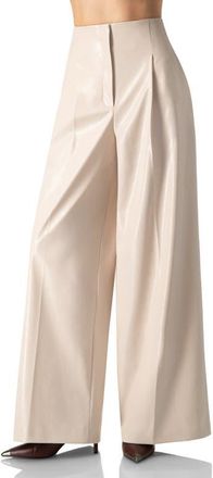 Ivonne Wide Leg Faux Leather Pants with Pockets in Ivory at Nordstrom, Size 10
