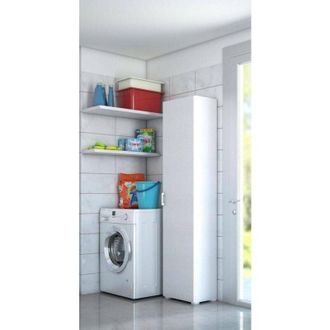 Dmora Dmora - Armadio multiuso Aloise, Mobile lineare a 1 Anta battenti e 4 ripiani regolabili, Mobile a colonna per bagno, 100% Made in Italy, 45x45h195