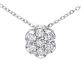 Diamant L'éternel 9ct witgouden 0,15ct diamanten bloemclusterhanger en ketting van 46 cm