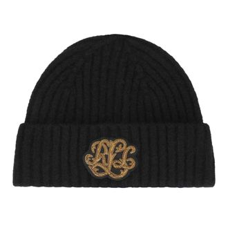 Ralph Lauren Beanies, female, Black, Size: ONE SIZE Knitted Wool Blend Hat