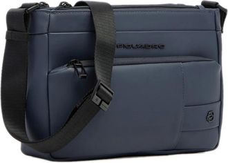Piquadro Water-Resistant Crossbody Bag met RFID-bescherming - Heren - Schoudertassen - Blauw - ONE Size - Polyester - Tassen