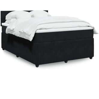 vidaXL Cama Box Spring Con Colch&oacute;n Terciopelo Negro 140x190 Cm Vidaxl