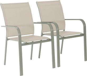 Sweeek Silla de jard&iacute;n apilable de aluminio y textileno, set de 2, verde kaki