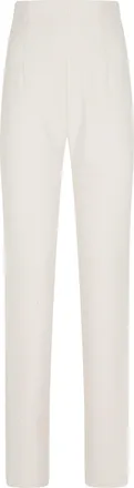 Alberta Ferretti Cream Side Zip Slim Straight-Leg Viscose-Blend Trousers