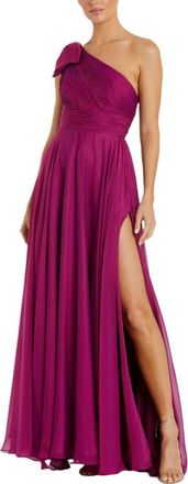 Mac Duggal Pleated One Shoulder Chiffon Gown in Raspberry at Nordstrom, Size 12