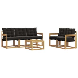 vidaXL Conjunto De Sof&aacute;s De Exterior Con Coj&iacute;n 6 Pcs Blanco Y Negro Vidaxl
